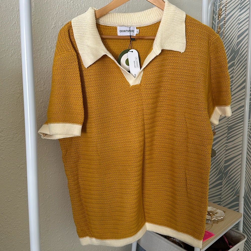Men’s beachy/crochet polo